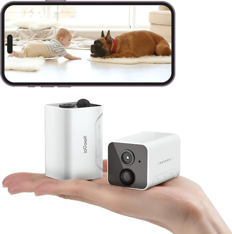 Photo 1 of ieGeek Wireless Indoor Cameras for Home Security, Mini Battery WiFi Camera Indoor 1080P, 2-Way Audio, Motion Sensor Alarm, Phone APP, for House/Baby Monitor/Pet Camera,Work with Alexa, 2 Pack