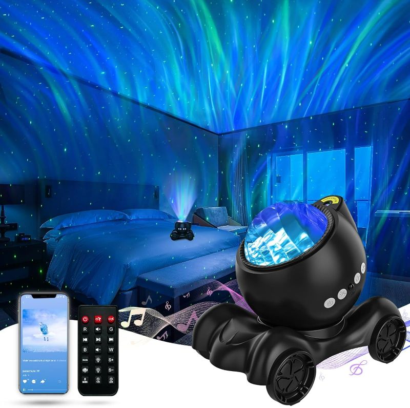 Photo 1 of Aurora Projector, Galaxy Projector for Bedroom Built-in Bluetooth Speaker, White Noise Night Light Projector for Kids Adult, Star Projector for Bedroom/Ceiling/Party/Gift (Black)