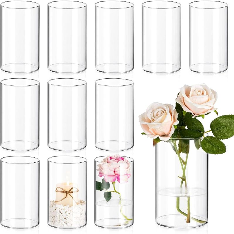 Photo 1 of 12 Pack Glass Cylinder Vases for Centerpieces,Wedding Flower Vase Centerpieces for Tables,6 Inch Glass Cylinder Vase for Flowers Decor, Table Shelf, Floating Candle and Home Decor