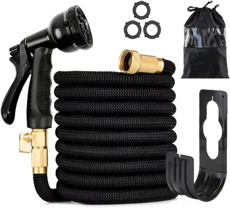 Photo 1 of Garden Hose 100ft, Expandable Garden Hose Leak-Proof Lightweight Retractable Flexible Water Hose tube Durable, No-Kink Flexible Water Hose (Black)