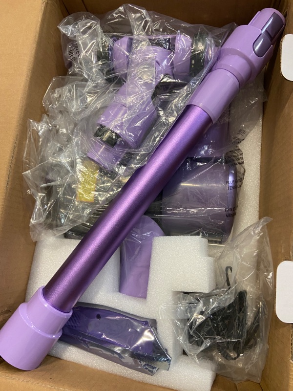 Photo 2 of Homeika- 28k PA Cordless Vacuum- Digital Display- 50 Min Run Time- 3 Speeds- Telescopic – 300 Watts- Brushless Motor- 8 in 1- HEPA Filter- for All Floors- Detachable Battery (Purple)