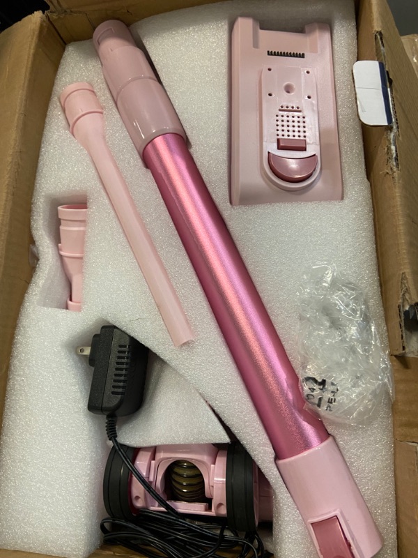 Photo 3 of Homeika-28k PA Cordless Vacuum- Digital Display- 50 Min Run Time- 3 Speeds- Telescopic – 300 Watts- Brushless Motor- 8 in 1- HEPA Filter- for All Floors- Detachable Battery (Pink)