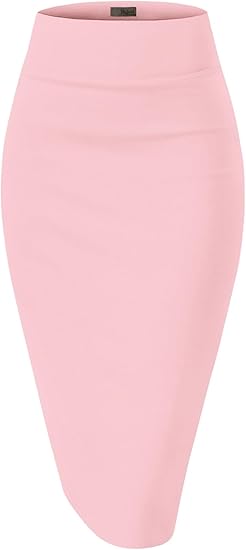 Photo 1 of (Small) Hybrid & Company Women's Premium Nylon Pencil Skirt High Waist Stretch Below Knee Suit Skirt (small)