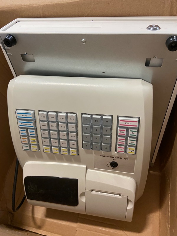 Photo 2 of Cash Register,Electronic Cash Register with 4 Bill 5 Coin,Removable Tray and Thermal Printer,Multifunction Cash Register for Small Business/Retail/Restaurant,White