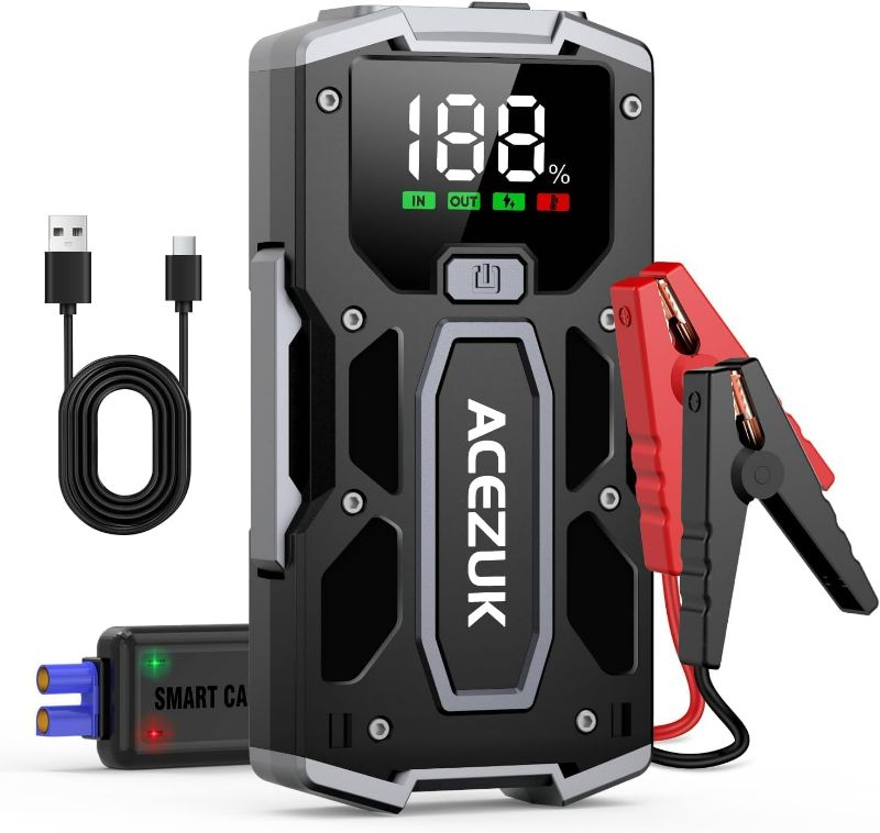 Photo 1 of Car Jump Starter,12V 8-in-1 Jump Starter Battery Pack 3000A, Up to 7.0L Gas & 5.5L Diesel Engines Quick Charge 3.0 Power Bank Jumper Cable with LED,Large Screen
Brand: ACEZUK