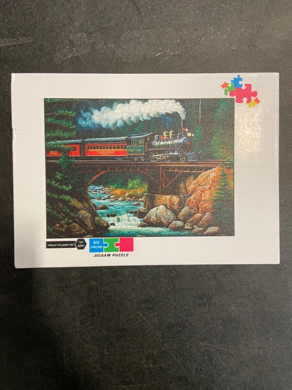 Photo 2 of Jigsaw Puzzle 500 Pieces Valley Steam Train - Forest Stream Landscape - Wooden Puzzles for Adults & Child, Challenging Puzzle, for Friends Gifts