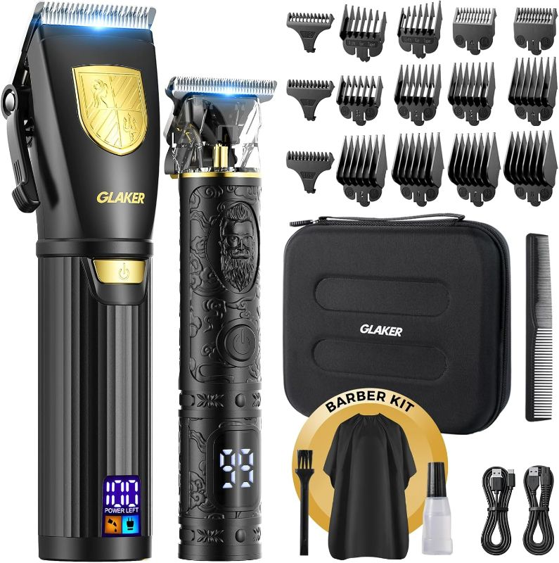 Photo 1 of GLAKER Hair Clippers for Men Professional, Cordless Clippers for Hair Cutting, Mens Hair Clippers and Trimmer Kit for Barber with LED Display 15 Guide Combs