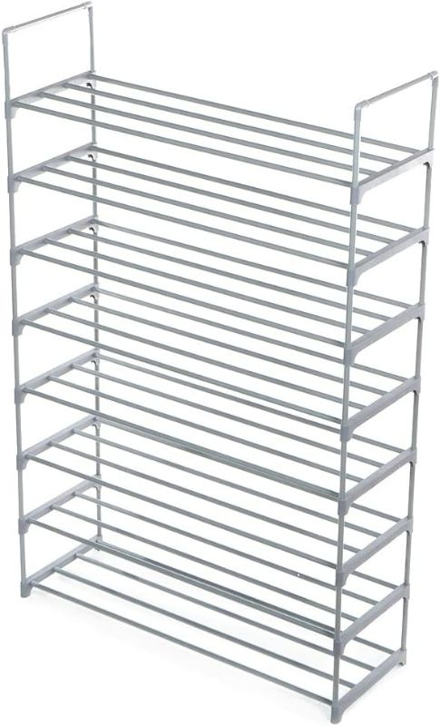 Photo 1 of Home Basics 8 Tier Rectangular Multi-Purpose Shoe Rack Holds Up to 32 Pairs | Sturdy Metal Tubing and Plastic Connectors | Ideal for Entryway, Hallway, Closet Storage