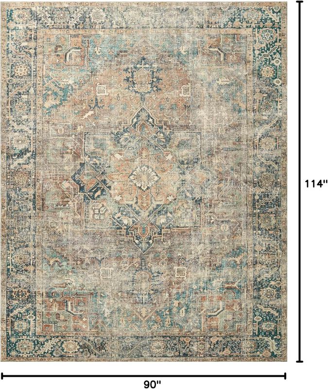 Photo 1 of Loloi II Margot Collection MAT-02 Terracotta / Lagoon 7'-6" x 9'-6", 3.8" Thick, Area Rug, feat.CloudPile, Soft, Durable, Printed, Medallion, Low Pile, Non-Shedding, Easy Clean, Living Room Rug