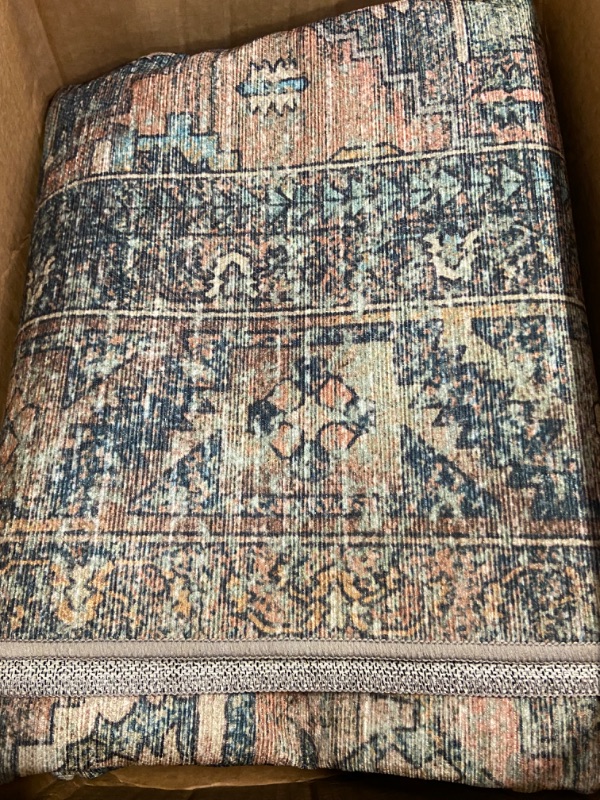 Photo 3 of Loloi II Margot Collection MAT-02 Terracotta / Lagoon 7'-6" x 9'-6", 3.8" Thick, Area Rug, feat.CloudPile, Soft, Durable, Printed, Medallion, Low Pile, Non-Shedding, Easy Clean, Living Room Rug