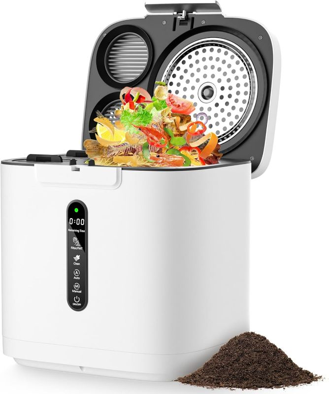 Photo 1 of 4L Larger Capacity Electric Kitchen Composter,Smart Compost Bin Indoor/Outdoor,Countertop Compost Machine with Smart LED Display,Odorless/Auto-Cleaning,Turn Food Waste into Fertilizer for Garden