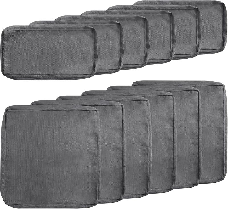 Photo 1 of Betterland 12-Piece Outdoor Cushion Covers Patio Sofa Cushion Covers Replacement Water Resistant Patio Cushion Cover Patio Seat Cushion Slip Covers Outdoor Couch Cushion Covers(Grey)