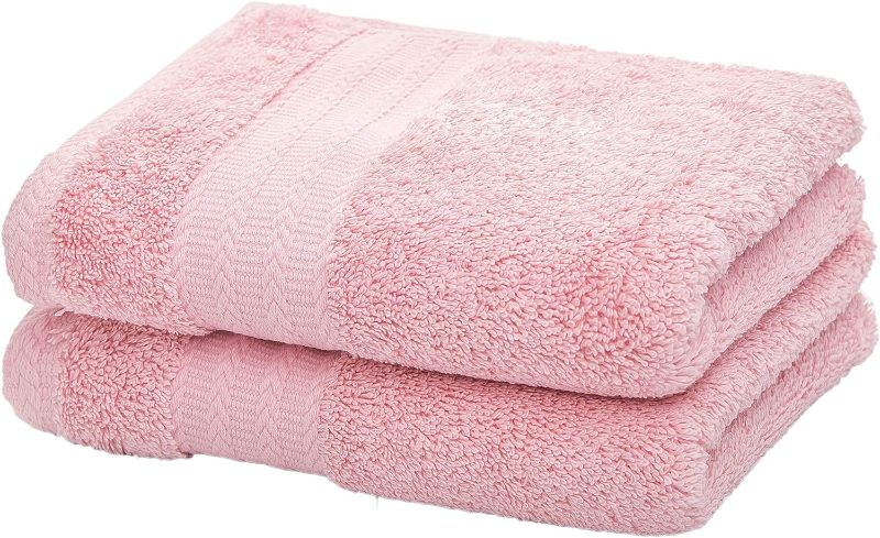 Photo 1 of Ultra Thick, Soft & Absorbent Cotton Hand Towels for Bathroom(Pink, 2-Pack, 14" x 29") - Multipurpose Towels for Bath, Gym and Spa with Hanging Loop