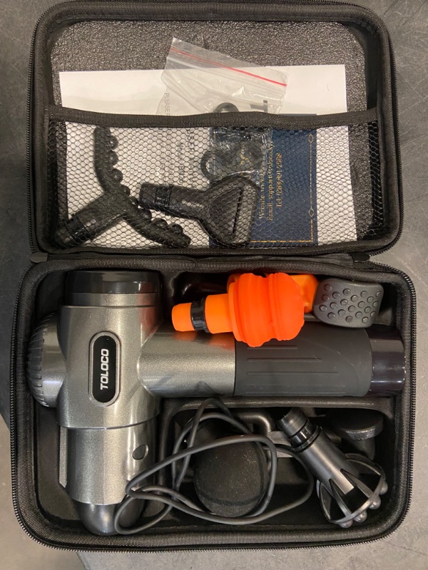 Photo 2 of TOLOCO Massage Gun, Muscle Massage Gun Deep Tissue for Athletes with 10 Massage Heads, Electric Percussion Massager for Any Pain Relief, Silver