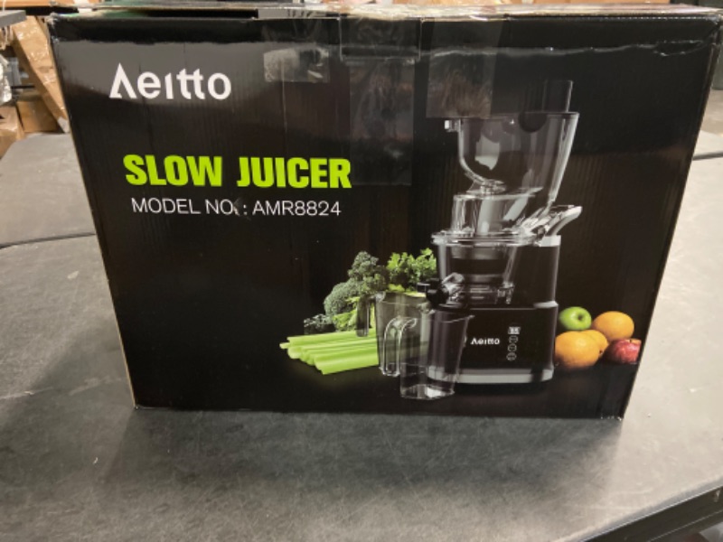 Photo 5 of Aeitto Cold Press Juicer, Juicer Machines with 3.3" Large Feed Chute,Large Capacity,High Juice Yield,Slow Masticating Juicer for Fruits and Vegetables, Self Feeding for Juice Extractor,BPA-Free,Black
