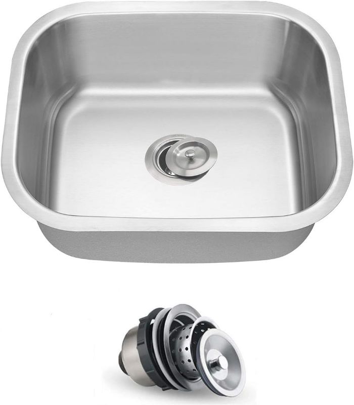 Photo 1 of ORLANDO 18x16 inch Undermount 18 Gauge Single Bowl Stainless Steel Kitchen Sink With Strainer
