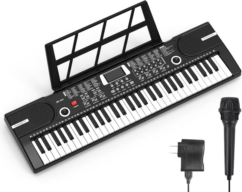 Photo 1 of 61 Keys Keyboard Piano, Electronic Digital Piano with Built-In Speaker Microphone, Sheet Stand and Power Supply, Portable Keyboard Gift Teaching for Beginners
