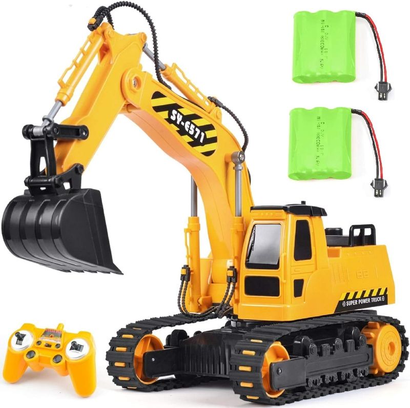 Photo 1 of DOUBLE E Remote Control Excavator Toy 2 Batteries RC Excavators Sandbox Digger Hydraulic Construction Toys Vehicles Birthday Gift for Boys Kids 3-14 Years
