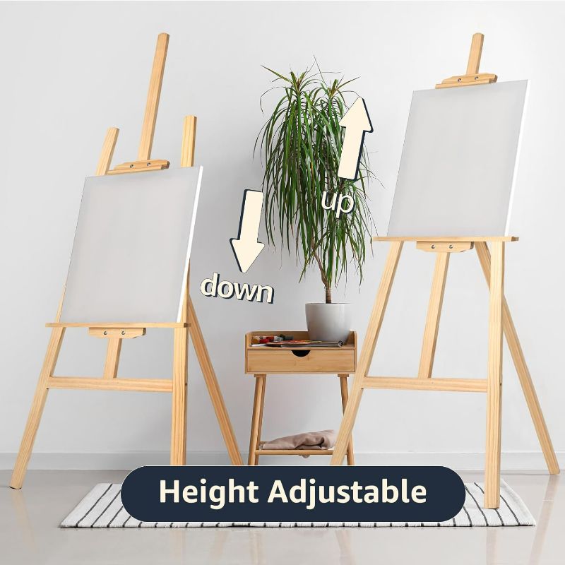 Photo 2 of Nian Feng Wooden Easel for Painting, Adjustable Floor Easel, Folding Easel Stand for Wedding Poster, Painting Easel Large for Adults and Kids
