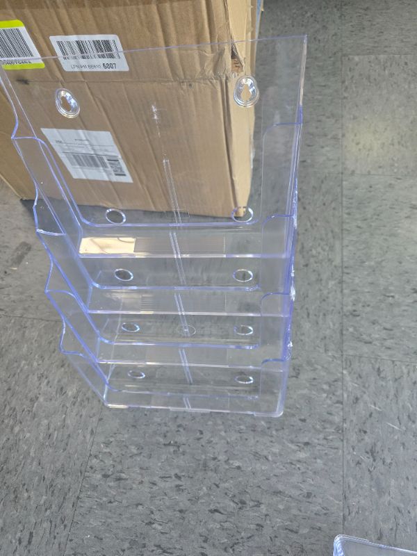 Photo 1 of Brochure Holder 4x9 inch Acrylic Brochure Holder with Business Card Holder Plastic Flyer Holder Clear Brochure Holder Display Stand Pamphlet Holder Literature Holder for Flyer, Pamphlet, 2 Pack
