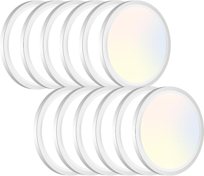 Photo 1 of 12PACK LED Flush Mount Ceiling Light Fixture, 3000K-4000K-6500K & 100W Equivalent Modern Kitchen Recessed Ceiling Lamp 15W 1500Lm 7.5 Inch Closet Round Surface for Bathroom Laundry Bedroom Hallway
