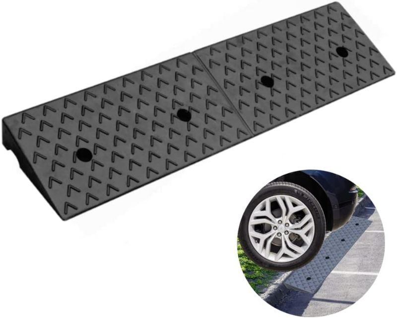 Photo 1 of Nisorpa 2" Rise Rubber Curb Ramp Heavy Duty Threshold Ramp 10Ton Drive Ramps for Loading Cars Vehicles Truck Scooter Bike Motorcycle, 39.3"(L) x 9.8"(W) x 2"(H) Black
