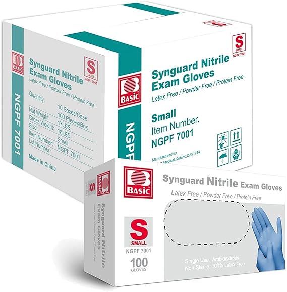 Photo 1 of Basic Medical Nitrile Exam Gloves Latex-Free & Powder-Free Syngaurd Blue/Black Glove (Blue Case of 1000)