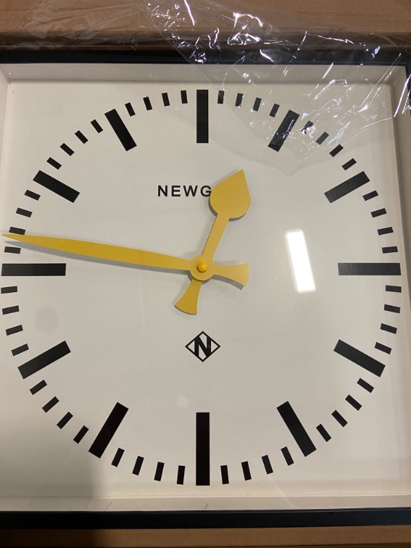 Photo 2 of NEWGATE® Number Five Railway Wall Clock - Square Clock - Kitchen Clock - Office Clock - Retro Clock - Designer Clock - Station Clock - Marker Dial (Yellow Hands)