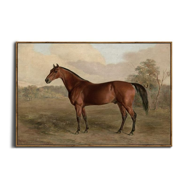 Photo 1 of Framed Canvas Wall Art for Bedroom - Large Oversize 24x36 Ready to Hang Living Room- Vintage Farmhouse French Country Room Decor - Horse Equine Pony Equestrian Oil Painting - Cottagecore Aesthetic