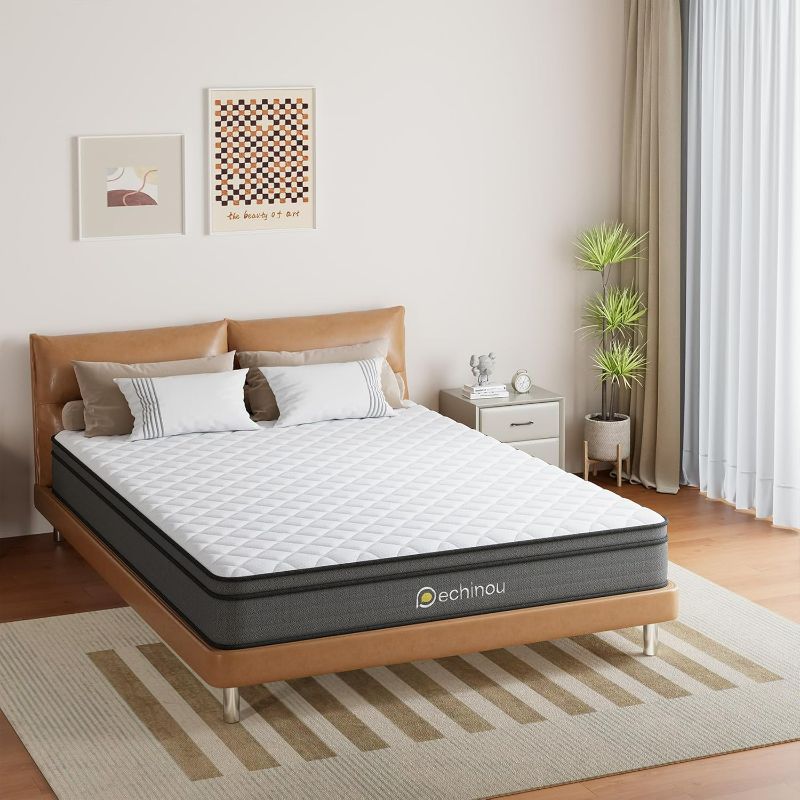 Photo 1 of 8 INCH Queen Size Mattress, Queen Mattress with Gel Memory Foam and Spring, Breathable Hybrid Mattress in a Box for a Cool & Peaceful Sleep, Strong Edge & Medium Firm Support, CertiPUR-US