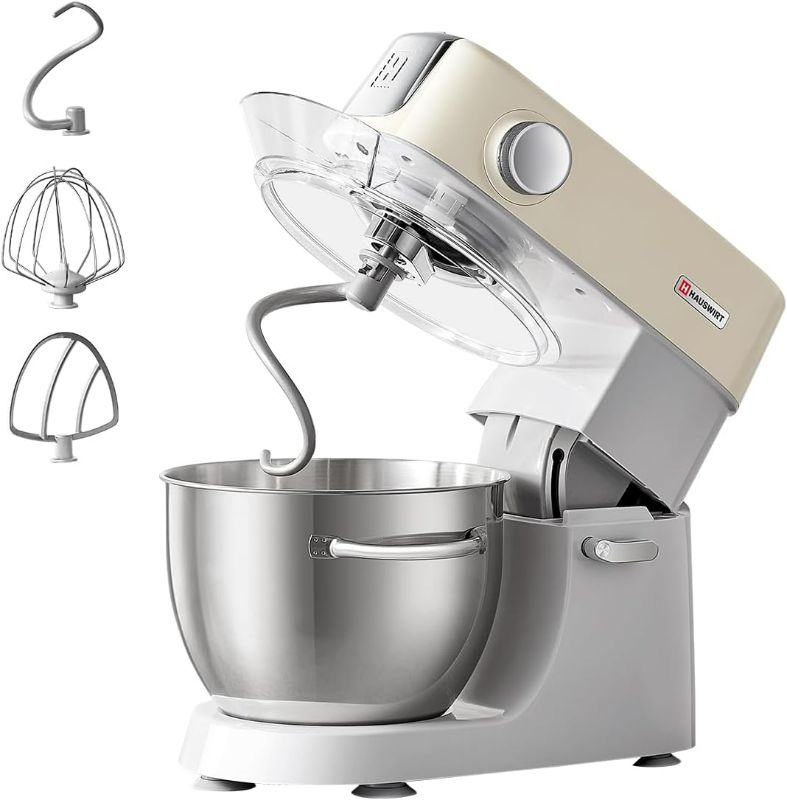 Photo 1 of Hauswirt Electric Stand Mixer M5C, 5.4Qt Dough Mixer, 8-Speed 500W Tilt-Head Food Mixer, mixers kitchen electric stand mixer with Dough Hook, Wire Whip & Beater, Ivory White