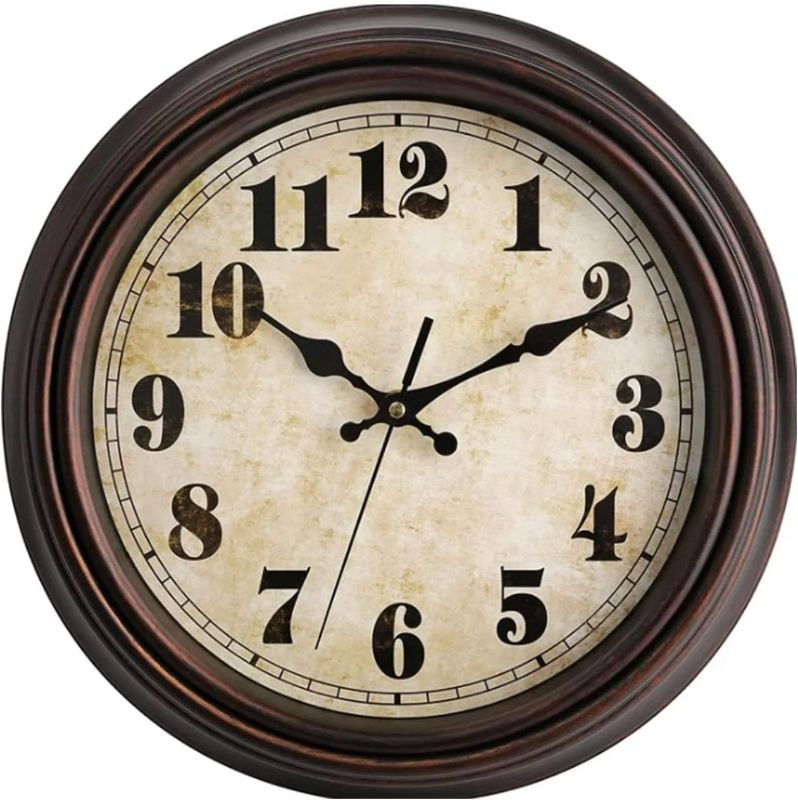 Photo 1 of Wall Clock, Retro Silent, Non-Ticking, Round Decoration, Movement, Silent Battery Operation, Suitable for Study, Living Room, Bedroom, Restaurant, Office, etc.