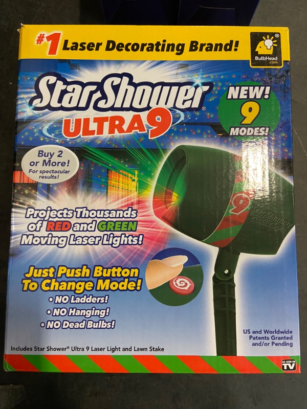 Photo 3 of Star Shower Ultra 9 Outdoor Laser Light Show, AS-SEEN-ON-TV, New 9 Unique Patterns, Showers Home w/ Thousands Of Lights, 3 Color Combinations, Motion or Still, Up to 3200 Sq Ft, Holiday Projector