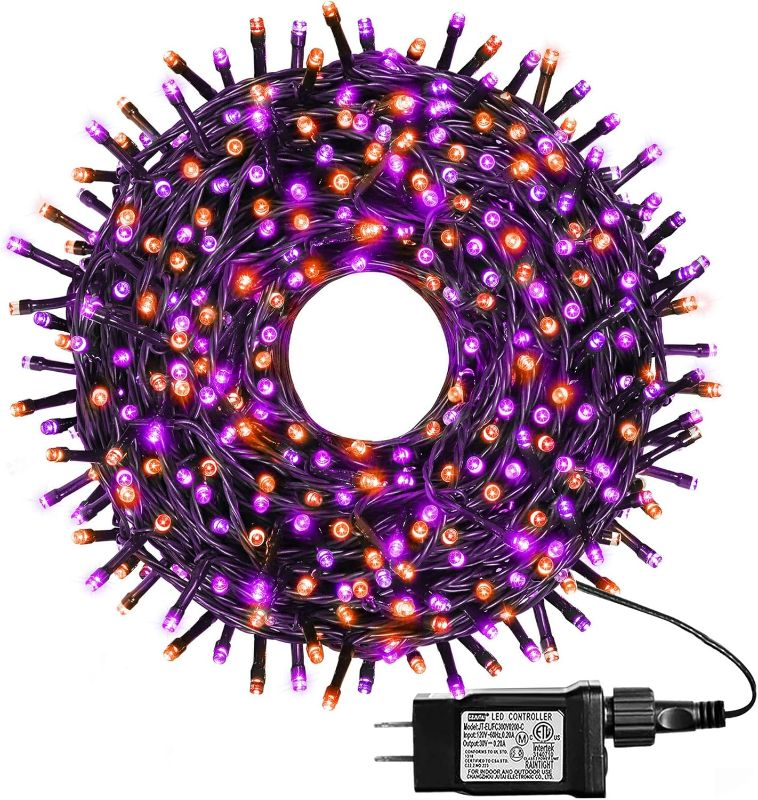 Photo 1 of kemooie 500 LED Halloween Lights, 164FT 8 Lighting Modes Plug in Waterproof Fairy Lights for Outdoor Tree Lights Party Garden Balcony Halloween Decorations(Purple and Orange)