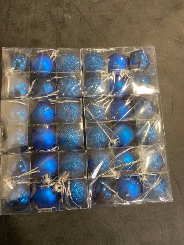 Photo 2 of 72 pcs Blue Christmas Ornaments,Shatterproof Christmas Tree Decorations,Christmas Tree Ornaments Set,Unbreakable Christmas Ball for Indoor Outdoor Outside Xmas Tree Decorations(Navy Blue 2.36 in)