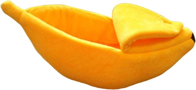 Photo 1 of Banana Cat Bed Small Cat Bed Cat Tent Pet Supplies Buy Again Orders Banana Shape Premium Warming Washable Autumn Winter Cat Beds for Kitten Tent Small Pet, Yellow