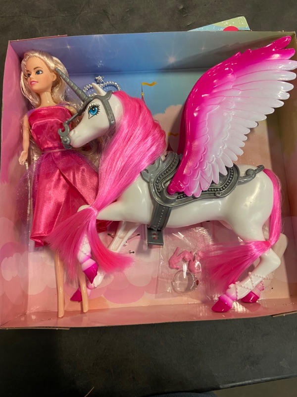 Photo 2 of ETTINA Magical Lights Unicom and Princess Doll, Horse Toys Playset, Unicorn Toys Princess Gifts for 3 to 7 Year Olds Girls Kids