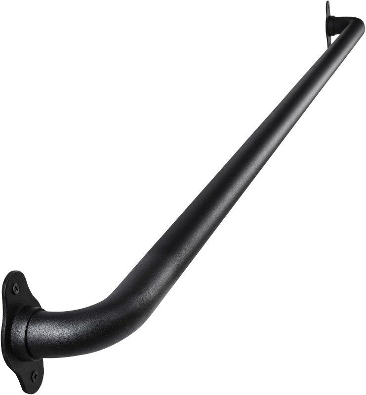 Photo 1 of 45 Inch Black No-Slip Hand Railing for Indoor Stairs, Outdoor Steps Rails- Wall Mount Staircase Stairway Handrail, Banister Deck Rail, Iron Rail, Outside Safety Grab Bar Handle Railing ( No nails or screws)