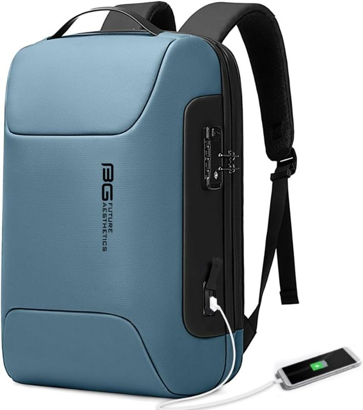 Photo 1 of BANGE Anti Theft Business Backpack, Men Work Backpacks with USB C Charging Port, Slim Laptop Backpack for 15.6 Inch, Airplane Travel Backpack for Men and Women