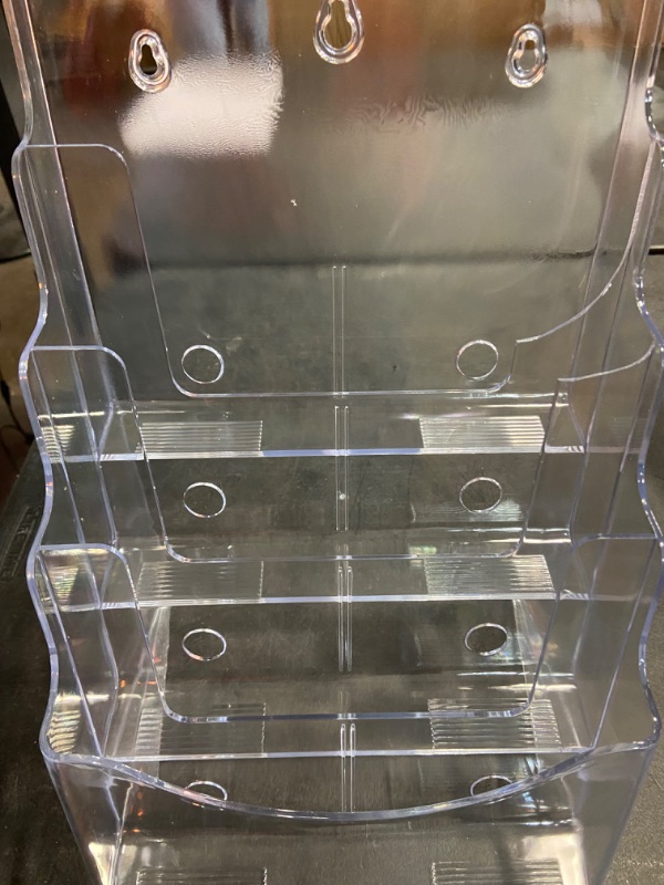 Photo 2 of 2PCS Acrylic Brochure Holders, 4-Tier Clear Brochure Display Rack, A4 Size Literature Organizer for Pamphlets, Catalogs, Magazines, Leaflets, Pamphlet Display Stand for Offices Exhibitions