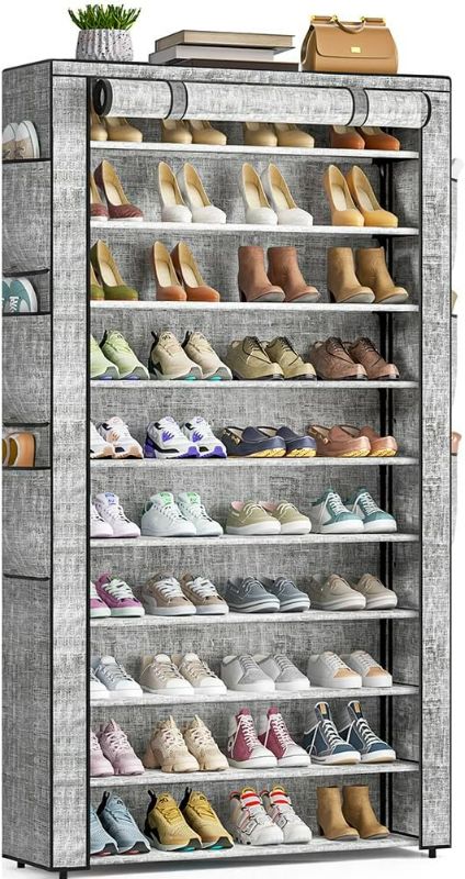 Photo 1 of Shoe Rack 10Tier Large Capacity 50-56Pairs Beautiful Tall Shoe Shelf Free Standing Storage Cabinet Entryway Closet