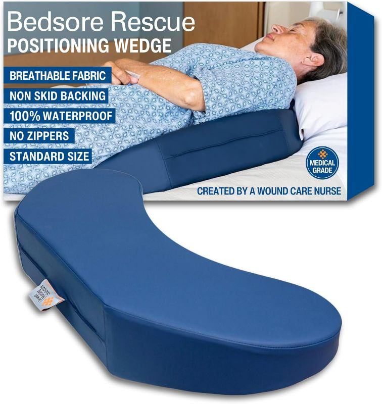 Photo 1 of Bedsore Rescue Positioning Pillow Wedge - Tailbone, Sacrum, Buttocks - Standard Size for 100-160lbs - Hypoallergenic + Moisture Proof - Non-Slip Bottom Turning Wedge - Medical Grade Hospital to Home