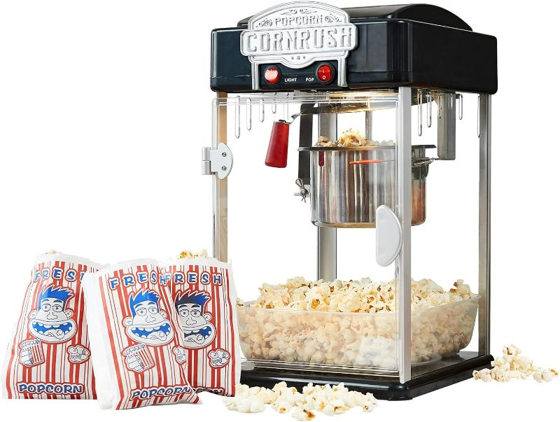 Photo 1 of Popcorn Popper Machine-4 OZ Vintage Professional Popcorn Maker Theater Style with Nonstick Kettle Warming Light and Serving Scoop. (Black)1031089183
