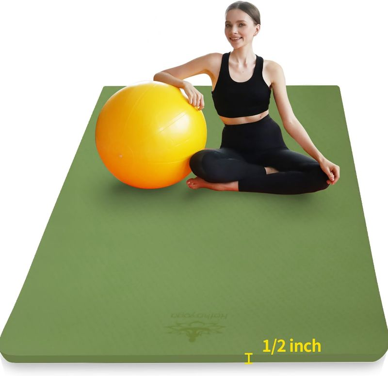 Photo 1 of Hatha Yoga Large TPE Yoga Mat 6'x4'x1/2" Extra Thick Non-Slip Exercise Mat - for Yoga Pilates & Home Gym Workouts