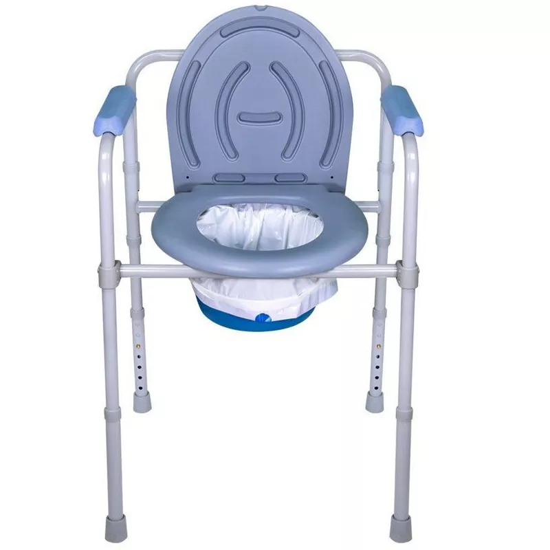 Photo 1 of ELENKER 4-in-1 Raised Toilet Seat with Armrests and Backrest, Bedside Commode Chair, Adjustable Toilet Safety Frame, Shower Chair with Padded Seat, Grey