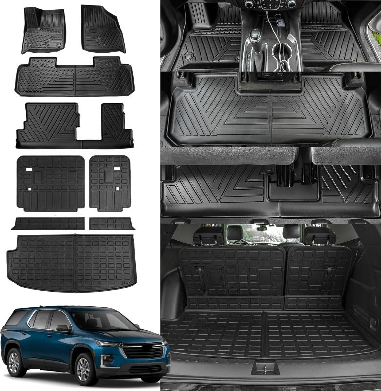 Photo 1 of Rongtaod Floor Mats Compatible with 2018-2023 Chevrolet Traverse (Fit 2024 Traverse Limited) 8 Seats Cargo Liner Back Seat Cover 2023 Chevy Traverse Accessories (Trunk Mat+Backrest Mats+Floor Mats