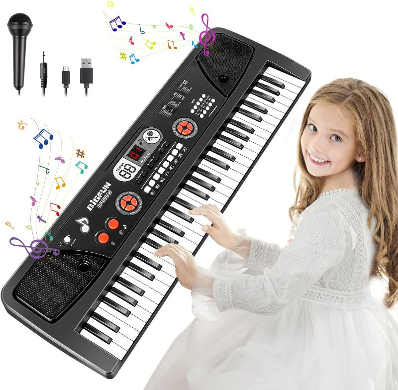 Photo 1 of Upgrade Keyboard Piano for Kids Beginners 61 Key Electronic Piano Keyboard with LED Screen Microphone Musical Instrument Toys for 3 4 5 6 7 8 Year Old Boys Girls Gifts