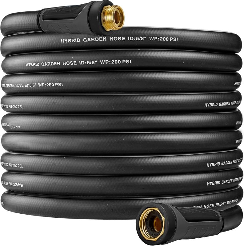 Photo 1 of Garden Hose 200 FT x 5/8",Heavy Duty Water Hoses With 3/4" Solid Brass Fittings, No-Tangle & No-Kink,Tough & Flexible,Durable& Lightweight,Non-Expanding Garden Hoses for Yard, Outdoor, RV