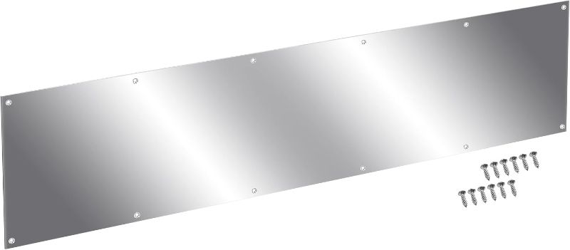 Photo 1 of Door Kick Plate 8x34 inches Suitable for 36" Doors, 12GA (5/64 inch) Thickness Al Alloy, 8" x 34" Silver