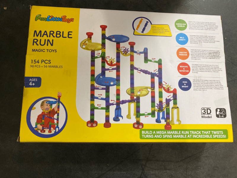 Photo 3 of Meland Marble Run - 132Pcs Marble Maze Game Building Toy for Kid, Marble Track Race Set & STEM Learning Toys for Boy Girl Age 3 4 5 6 7 8 9+ (102 Translucent Marbulous Pcs & 30 Glass Marbles)